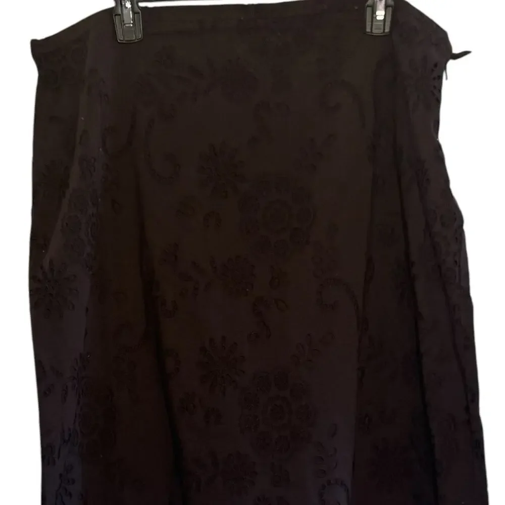 Forth & Towne A Gap Brand 100% Cotton Brown Eyelet Size 16 Skirt